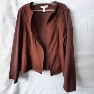 NWOT A MTL 1980 Vintage Chocolate Brown Faux Suede and Knit Jacket Size 16